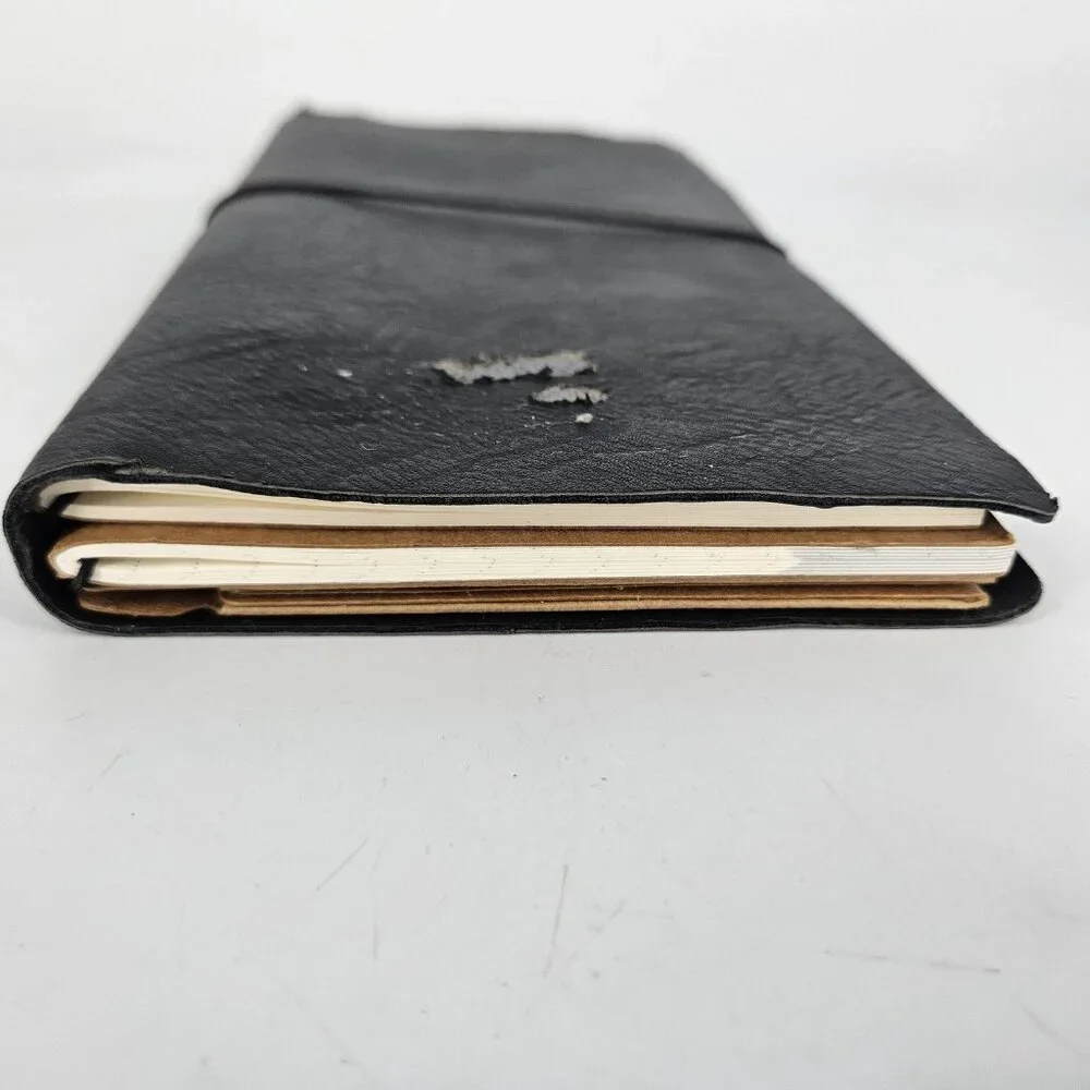 Black Faux Leather Travel Journal Notebook Planner Refillable Inserts Cover